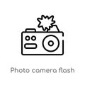 outline photo camera flash vector icon. isolated black simple line element illustration from technology concept. editable vector Royalty Free Stock Photo