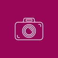 Outline photo camera icon on crimson purple/pink background