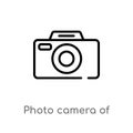 outline photo camera of rounded square shape vector icon. isolated black simple line element illustration from tools and utensils