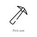 outline pick axe vector icon. isolated black simple line element illustration from construction concept. editable vector stroke