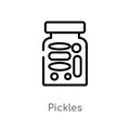 outline pickles vector icon. isolated black simple line element illustration from gastronomy concept. editable vector stroke