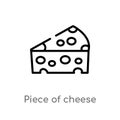 outline piece of cheese vector icon. isolated black simple line element illustration from bistro and restaurant concept. editable Royalty Free Stock Photo