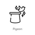 outline pigeon vector icon. isolated black simple line element illustration from magic concept. editable vector stroke pigeon icon Royalty Free Stock Photo