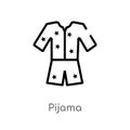 outline pijama vector icon. isolated black simple line element illustration from clothes concept. editable vector stroke pijama