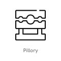 outline pillory vector icon. isolated black simple line element illustration from halloween concept. editable vector stroke