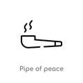 outline pipe of peace vector icon. isolated black simple line element illustration from culture concept. editable vector stroke