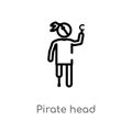 outline pirate head vector icon. isolated black simple line element illustration from people concept. editable vector stroke Royalty Free Stock Photo