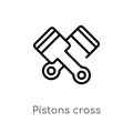 outline pistons cross vector icon. isolated black simple line element illustration from mechanicons concept. editable vector