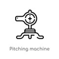 outline pitching machine vector icon. isolated black simple line element illustration from technology concept. editable vector