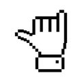 Outline pixelated hand with rock symbol