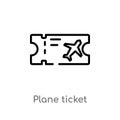 outline plane ticket vector icon. isolated black simple line element illustration from summer concept. editable vector stroke Royalty Free Stock Photo