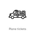 outline plane tickets vector icon. isolated black simple line element illustration from transport concept. editable vector stroke Royalty Free Stock Photo