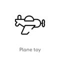 outline plane toy vector icon. isolated black simple line element illustration from toys concept. editable vector stroke plane toy Royalty Free Stock Photo