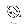 outline planet vector icon. isolated black simple line element illustration from astronomy concept. editable vector stroke planet