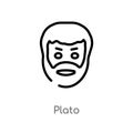 outline plato vector icon. isolated black simple line element illustration from greece concept. editable vector stroke plato icon