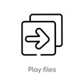 outline play files vector icon. isolated black simple line element illustration from user interface concept. editable vector