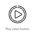 outline play video button vector icon. isolated black simple line element illustration from user interface concept. editable