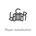 outline player substitution vector icon. isolated black simple line element illustration from football concept. editable vector