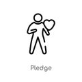 outline pledge vector icon. isolated black simple line element illustration from crowdfunding concept. editable vector stroke