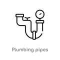 outline plumbing pipes vector icon. isolated black simple line element illustration from construction concept. editable vector Royalty Free Stock Photo