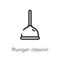 outline plunger cleanin vector icon. isolated black simple line element illustration from cleaning concept. editable vector stroke Royalty Free Stock Photo