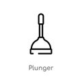 outline plunger vector icon. isolated black simple line element illustration from cleaning concept. editable vector stroke plunger