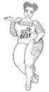 Outline plus size woman illustration. Vector body positive model silhouette