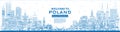 Outline Poland City Skyline with Blue Buildings. Vector Illustration. Concept with Modern Architecture. Poland Cityscape with