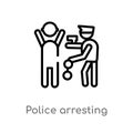 outline police arresting man vector icon. isolated black simple line element illustration from people concept. editable vector