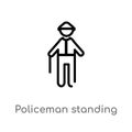 outline policeman standing up vector icon. isolated black simple line element illustration from people concept. editable vector