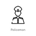 outline policeman vector icon. isolated black simple line element illustration from history concept. editable vector stroke