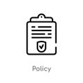 outline policy vector icon. isolated black simple line element illustration from law and justice concept. editable vector stroke Royalty Free Stock Photo