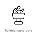 outline political candidate speech vector icon. isolated black simple line element illustration from political concept. editable