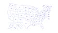 Outline Political US Map with titles of the states.