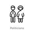 outline politicians vector icon. isolated black simple line element illustration from political concept. editable vector stroke