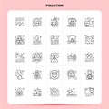 OutLine 25 Pollution Icon set. Vector Line Style Design Black Icons Set. Linear pictogram pack. Web and Mobile Business ideas Royalty Free Stock Photo