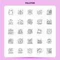 OutLine 25 Pollution Icon set. Vector Line Style Design Black Icons Set. Linear pictogram pack. Web and Mobile Business ideas Royalty Free Stock Photo