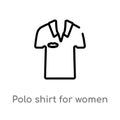 outline polo shirt for women vector icon. isolated black simple line element illustration from fashion concept. editable vector Royalty Free Stock Photo