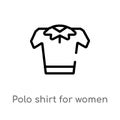 outline polo shirt for women vector icon. isolated black simple line element illustration from woman clothing concept. editable Royalty Free Stock Photo