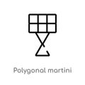 outline polygonal martini glass shape vector icon. isolated black simple line element illustration from geometry concept. editable Royalty Free Stock Photo