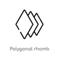 outline polygonal rhomb vector icon. isolated black simple line element illustration from geometry concept. editable vector stroke