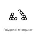 outline polygonal triangular recycle vector icon. isolated black simple line element illustration from geometry concept. editable