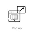 outline pop up vector icon. isolated black simple line element illustration from marketing concept. editable vector stroke pop up Royalty Free Stock Photo