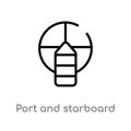 outline port and starboard vector icon. isolated black simple line element illustration from nautical concept. editable vector