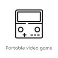 outline portable video game console vector icon. isolated black simple line element illustration from multimedia concept. editable Royalty Free Stock Photo