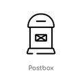 outline postbox vector icon. isolated black simple line element illustration from delivery and logistics concept. editable vector