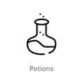 outline potions vector icon. isolated black simple line element illustration from gaming concept. editable vector stroke potions