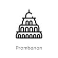 outline prambanan vector icon. isolated black simple line element illustration from monuments concept. editable vector stroke