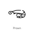outline prawn vector icon. isolated black simple line element illustration from animals concept. editable vector stroke prawn icon Royalty Free Stock Photo