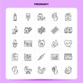 OutLine 25 Pregnancy Icon set. Vector Line Style Design Black Icons Set. Linear pictogram pack. Web and Mobile Business ideas Royalty Free Stock Photo